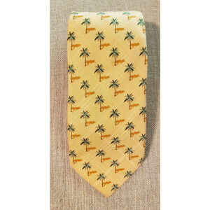 Tommy Bahama Palm Tree 100% Silk Mens Neck Tie Peach with Palm Trees 57"